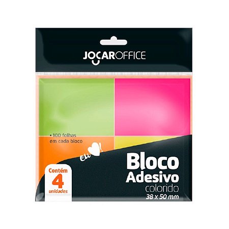 Bloco Adesivo Jocar Cores Neon 4 Cores 35x50mm 100 Folhas 91115