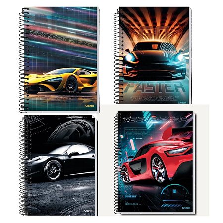 Caderno Espiral Capa Dura Tecnocars 96 Folhas Sortido Credeal