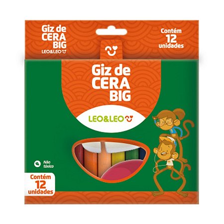 Giz de Cera Grosso 10x10 mm com 12 Cores