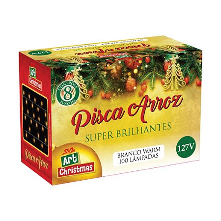 Pisca Pisca Natalino Arroz Branco Warm 100 Lâmpadas 4,2 Metros