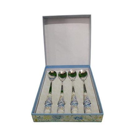 CONJUNTO C/ 4 COLHERES DE SOBREMESA GARDEN BLUE