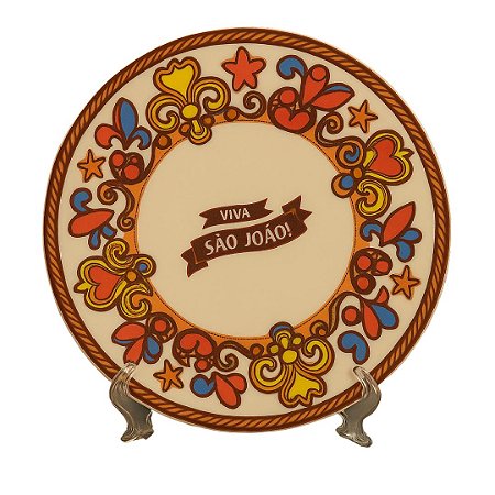 PRATO MELAMINA SÃO JOÃO RASO COLORIDO 25,5cm