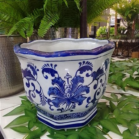 BACIA CERÂMICA ESTAMPA AZUL G 19X27CM