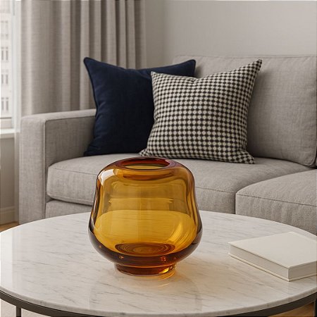 VASO DE VIDRO DECOR ORGANICO AMBAR 13X18CM