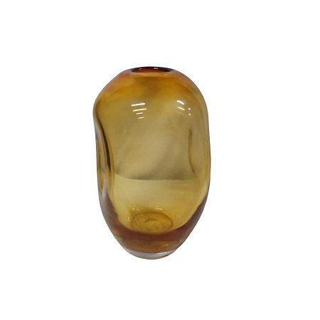 VASO DE VIDRO DECOR  ORGANICO AMBAR 13X23CM