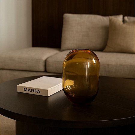 VASO DE VIDRO DECOR ORGANICO AMBAR 13X28CM