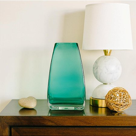 VASO DECOR VIDRO VERDE 15X8X8CM