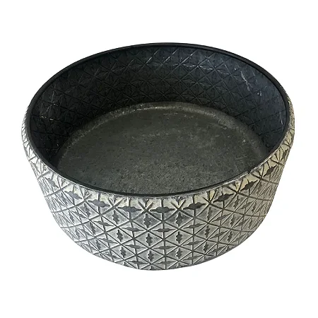 VASO METAL ENVELHECIDO REDONDO INCA BORDA PRETA 39X15,5CM G