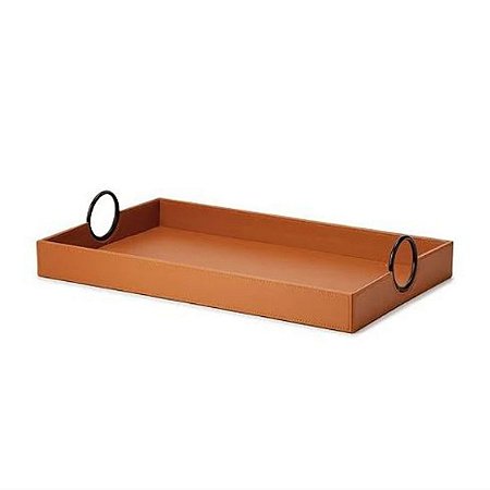 Bandeja MDF com Revestimento em PU Marrom 46x28x6cm