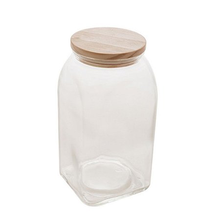 Pote de Vidro com Tampa de Bambu 1,4 L