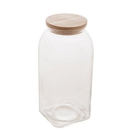 Pote de Vidro com Tampa de Bambu 1,8 L