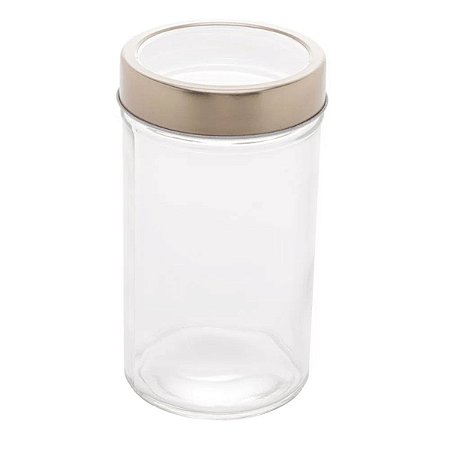 Pote Vidro Transparente Brorossilicato Tampa de Acrílico Dourada 500 ML