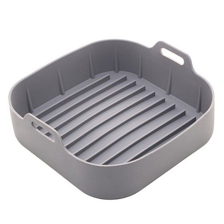 Forma Quadrada de Silicone Para Air Fryer Cinza 20x09 cm