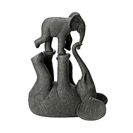 Escultura Elefantes em Poliresina 36,5 cm