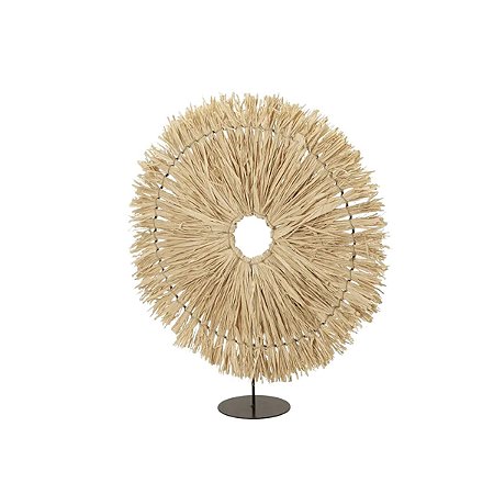 Escultura Decorativa Círculo em Fibra Natural com Base
