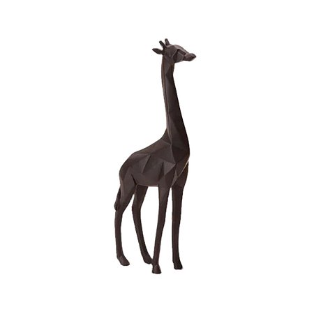 Escultura Decorativa Girafa em Poliresina Preto 14x5x37,5