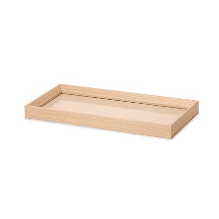 Bandeja Retangular em MDF com Linho Bege Claro 38x18x3,5 cm
