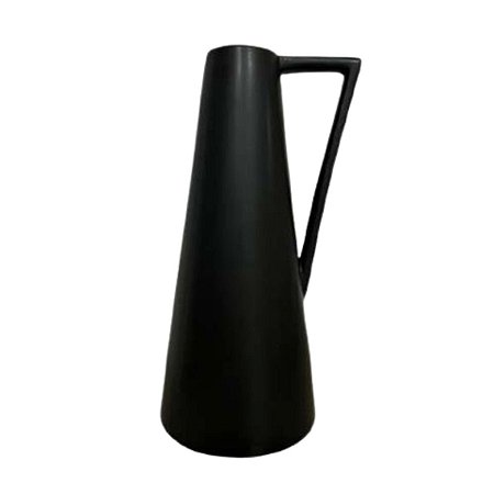 Vaso Cerâmica Moringa Alto Black/White 13x18x30,5cm Preto