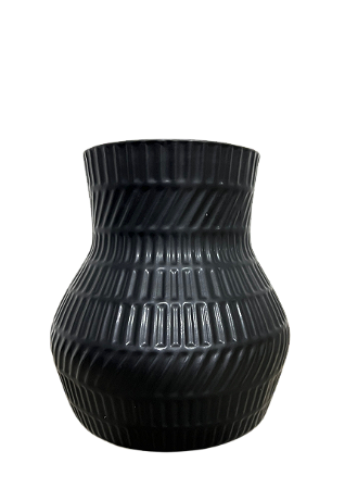 Vaso de Cerâmica Black/White 15,5x17cm Preto