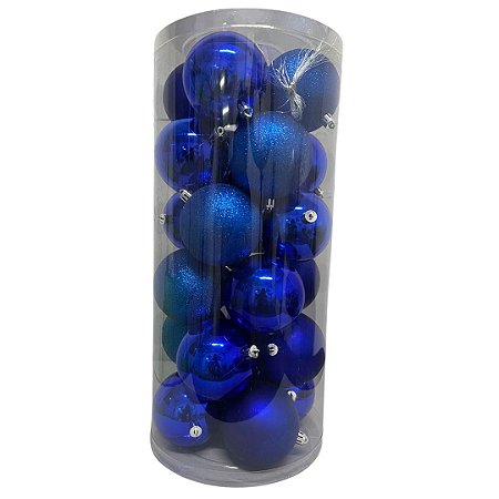Bola Natalina 4cm Tubo com 24 Unidades Azul Escuro