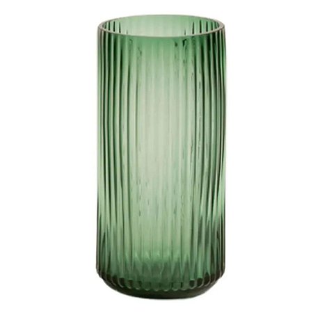 Vaso Vidro Cone Plissado Verde 19X9cm