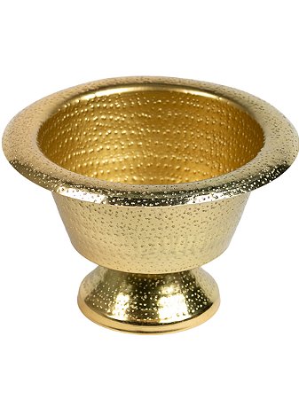 Vaso Metal Martelado Indiano Dourado com Pé 20,5X33cm