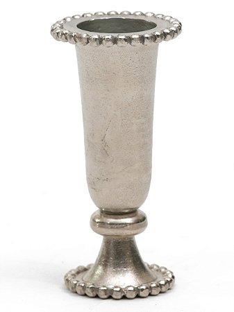 Vaso Metal Bruto com Pé Borda Bolinha 31X14cm