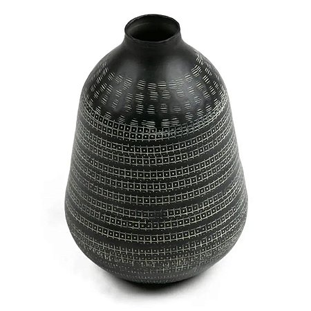 Vaso Garrafa Alpaca Trabalhado P 25X15cm
