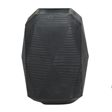 Vaso de Vidro Trabalhado com Formas Preto 20X28cm