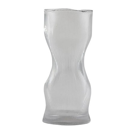 Vaso de Vidro Plissado com Ondas Transparente 12X26cm