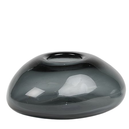 Vaso de Vidro Organico Liso Preto 22X18X10cm