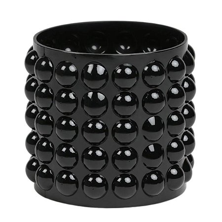 Vaso de Vidro Bolinha Preto 20X17cm