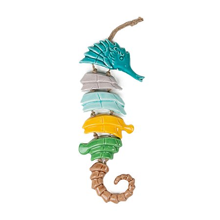 Enfeite Cavalo Marinho Cerâmica Colorido 34X15cm