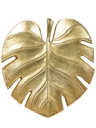 Centro de Mesa Folha Metal Indiano Dourado 20X19,5X4cm