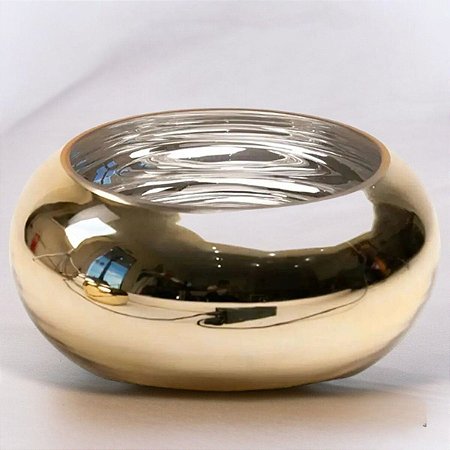 Bacia de Vidro Espelhado Dourado 30X14cm W1000