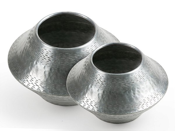 Jogo com 2 Cachepot Objeto de Decoração em Alumínio Artesanal