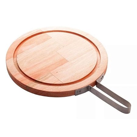 Tábua de Carne Madeira Liptus com Alça Inox 28x2cm