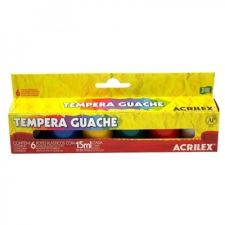 Tinta Guache 15ml Cx com 6 Cores