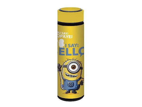 Garrafa Térmica em Inox com Rubber Touch Wb Minions Hello Amarelo - 500ml