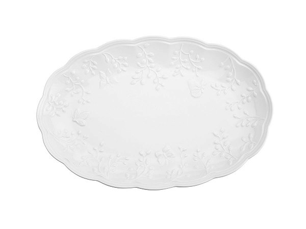Travessa em Porcelana New Bone Butterfly Flower - 36,5 X 24 X 3cm