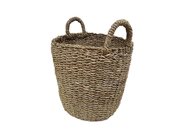Cesta Terra Redonda Balde com Alça em Fibra Natural 35X32cm