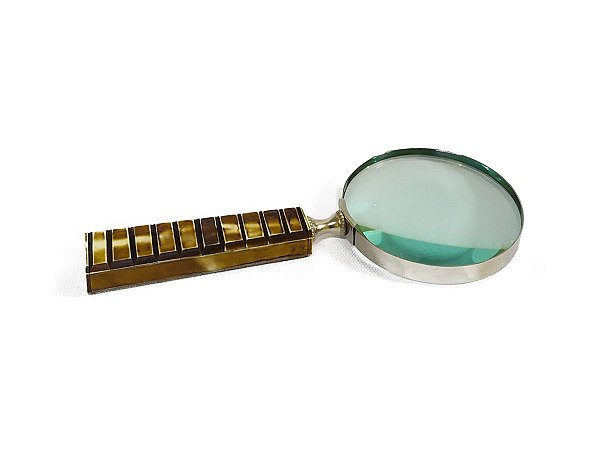 Lupa Decorativa Cabo Resina Madeira 24cm