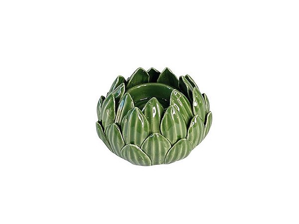 Porta Vela Alçachofra Decorativa Verde - 7 X 11cm