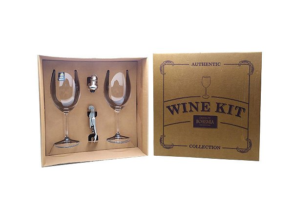Kit Taca p/vinho Bohemia Authentic Collection c/4u