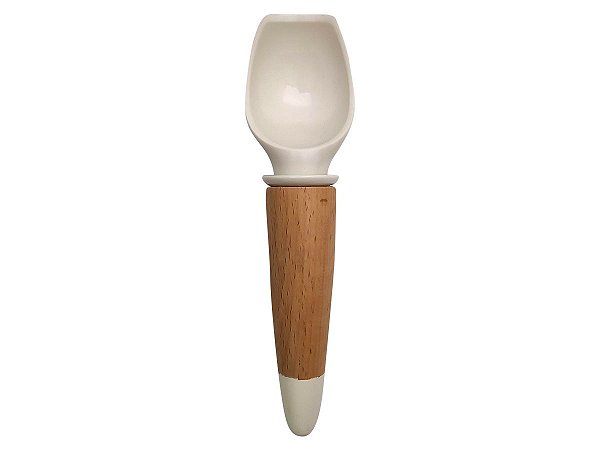 Colher de Sorvete Abs Cabo de Bambu 18cm Branco