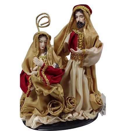 SAGRADA FAMILIA 25CM VERMELHO C/DOURADO