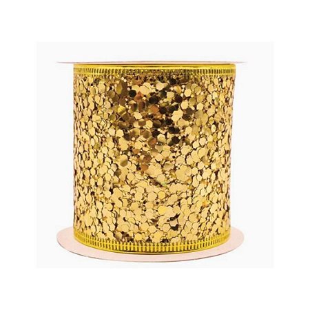 FITA  DECOR ARAMADA 6,3CMX9,14MT GLITTER DOURADA