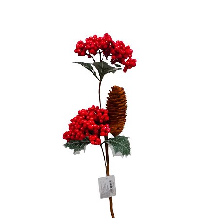 GALHO NATALINO AZEVINHO VERMELHO 40CM