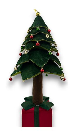 ARVORE DE NATAL RETRATIL VELUDO VERDE C/BOLAS VERM/VERD 60CM
