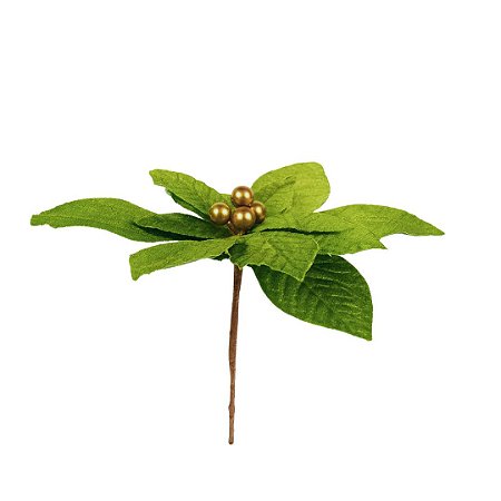 FLOR NATALINA POINSETIA VELUDO VERDE 20CM